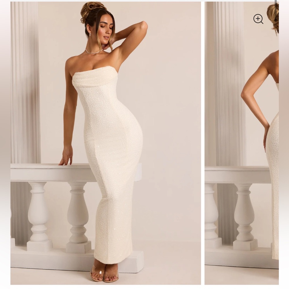 Oh Polly Beaded Strapless Dress